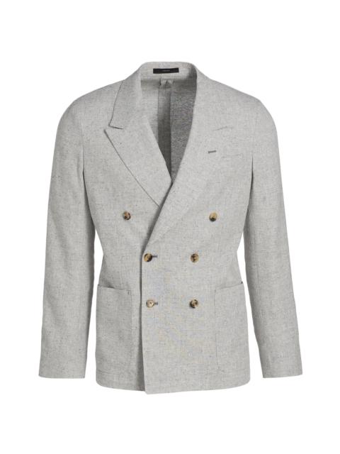 Paul Smith Men's Linen-Silk-Wool Double-Breasted Blazer - Grey