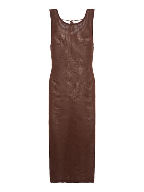 onia Linen Knit Scoop Back Maxi Dress brown
