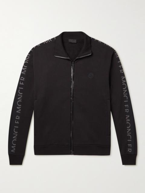 Moncler Logo-Print Shell-Trimmed Cotton-Jersey Zip-Up Sweatshirt