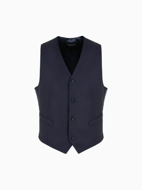 EMPORIO ARMANI 단 하나 breasted, 최악의 처녀 모직 gilet