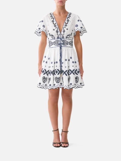 CAMILLA DEEP V MINI DRESS WITH TIES
