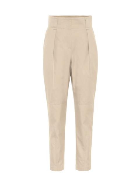 Brunello Cucinelli Cotton-blend high-rise tapered pants