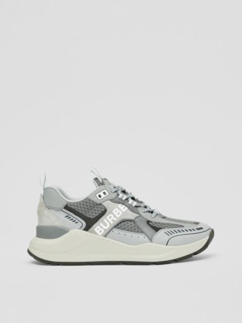 Burberry Logo Print Leather, Suede and Mesh Sneakers