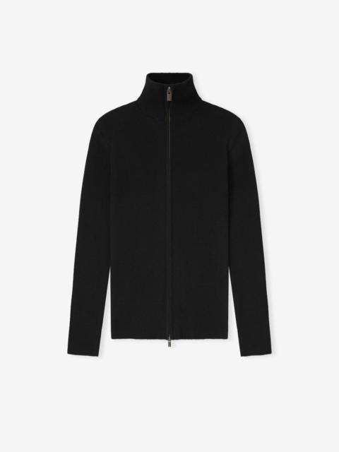 ESSENTIALS Womens Rib Knit Zip-Up Jacket