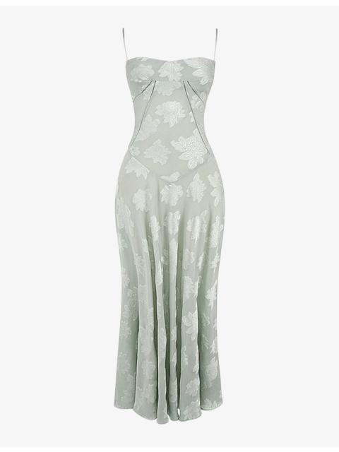 House of CB Seren lace-up lace maxi dress