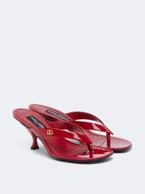 Dolce & Gabbana DG patent leather thong sandals