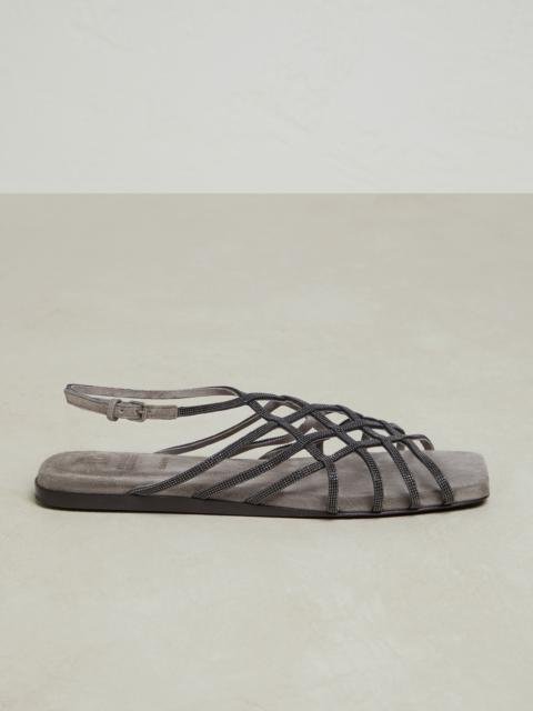 Precious Net sandals in suede