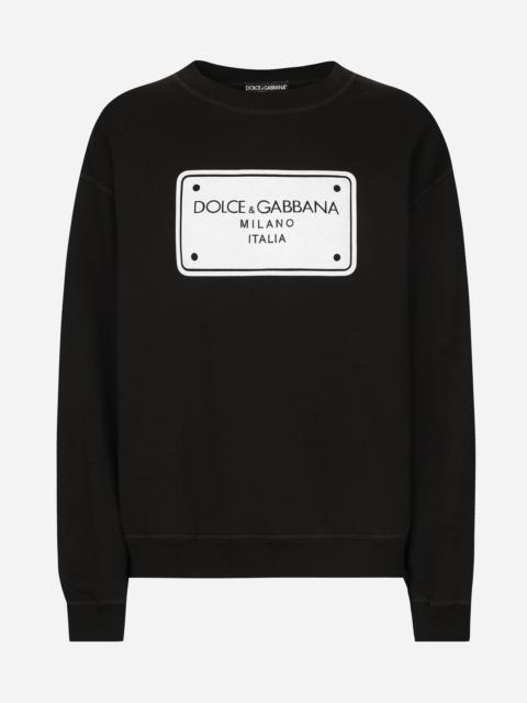 Dolce & Gabbana Jersey sweatshirt with DG logo tag embroidery
