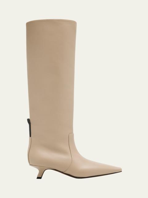 Brunello Cucinelli Croco Suede Comma Heel Knee Boots
