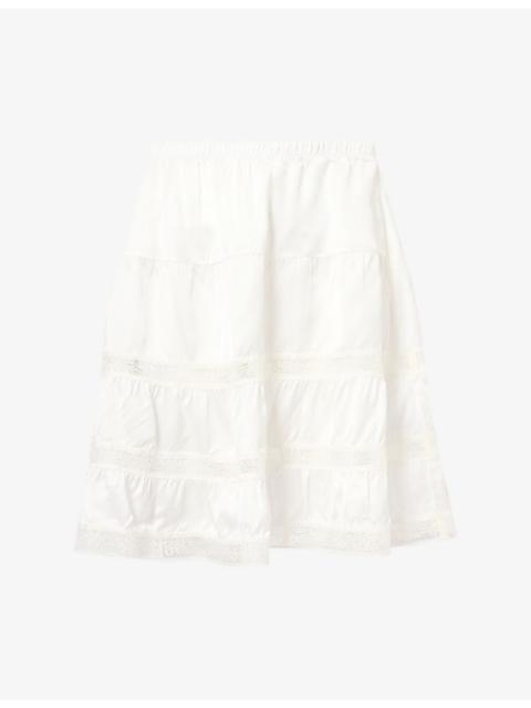 gimaguas Cielo Lace-Trim Satin Mini Skirt