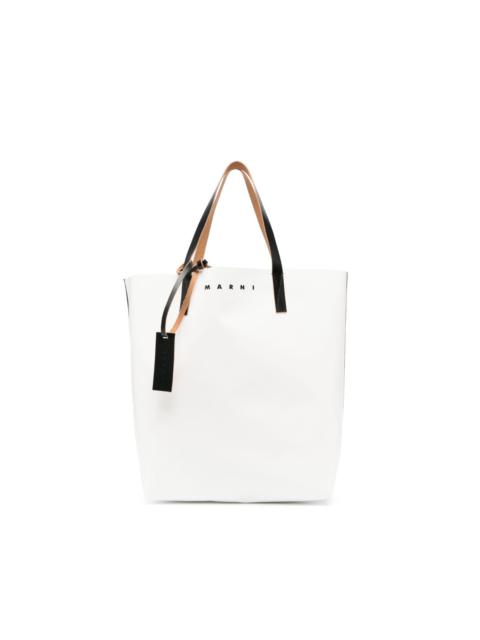 heart-print leather tote bag