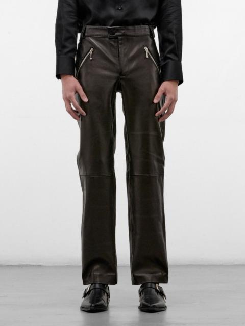 ERNEST W. BAKER Black Lamb Leather Slim Trousers