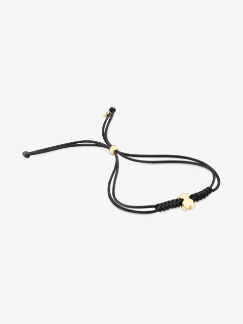 TOUS 18K solid gold and black nylon bear-motif Bracelet Sweet Dolls