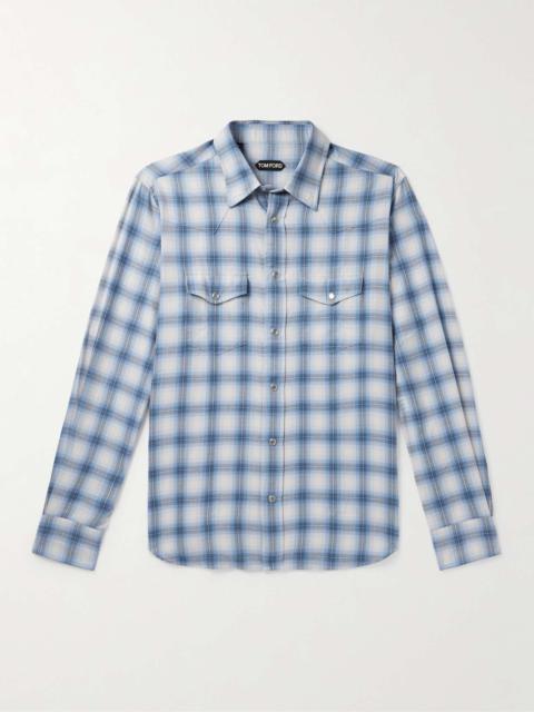 TOM FORD Checked Cotton-Blend Western Shirt