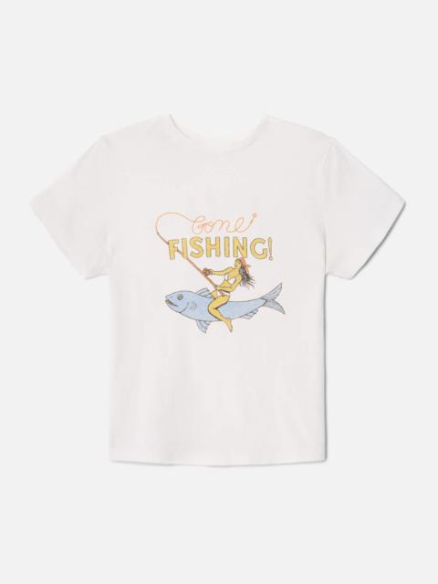 RE/DONE Boyfriend "Fishing" Tee - Vintage White