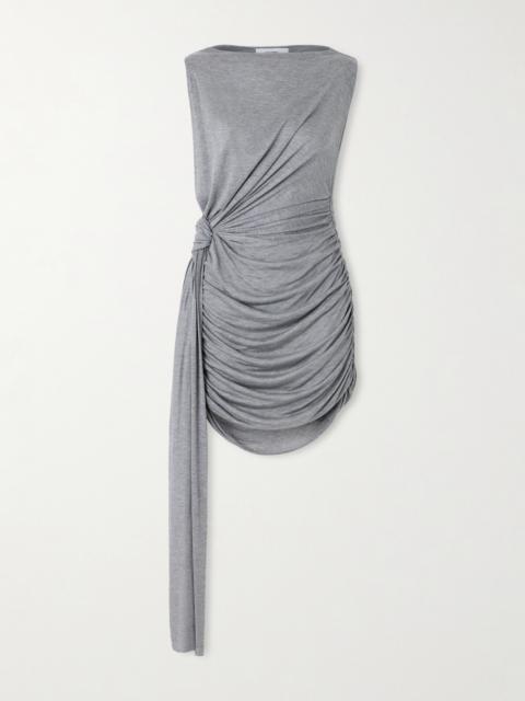 ALEX PERRY Knotted Draped Ruched Jersey Mini Dress