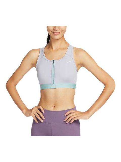 Nike (WMNS) Nike Swoosh Medium-Support Padded Zip-Front Sports Bra 'blue gray' FQ0704-024