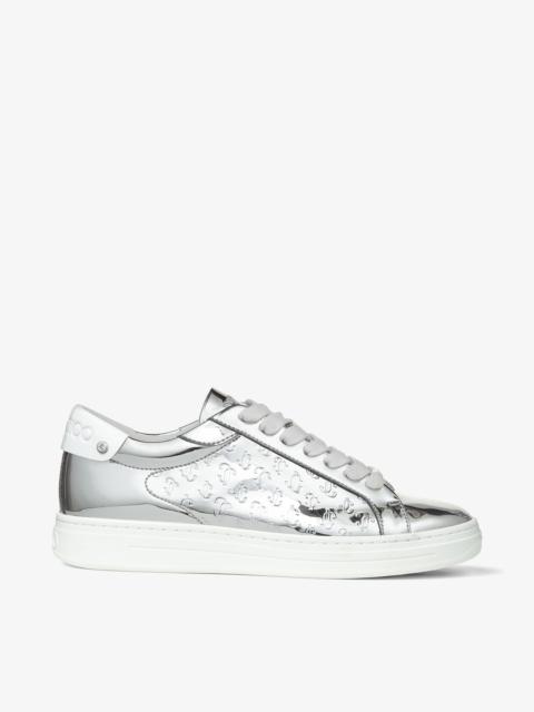 JIMMY CHOO Rome/F
Silver Leather and Metallic JC Monogram Pattern Low Top Trainers