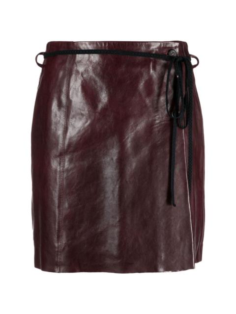 wrap leather miniskirt