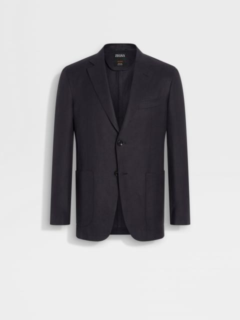 ZEGNA NAVY BLUE OASI LINO BLUE FLOWER JACKET