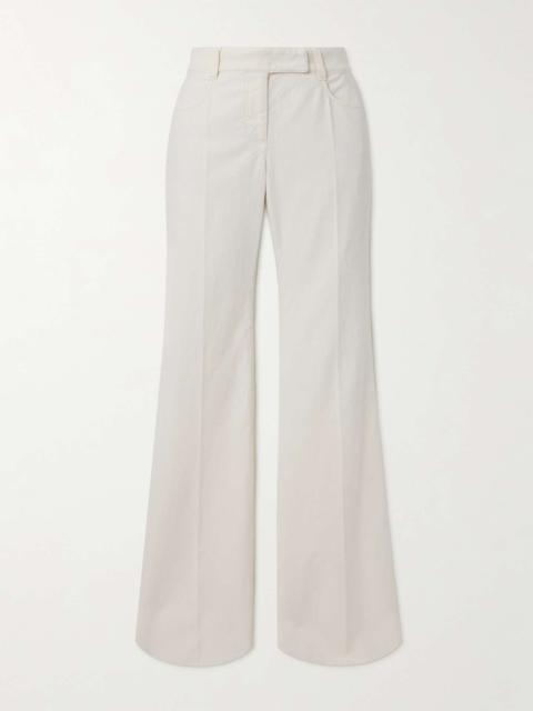 Brunello Cucinelli Cotton-blend twill flared pants Cream