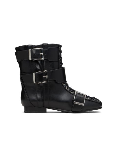 GANNI Black Eyelets Lace Up Boots