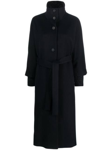 PESERICO funnel-neck belted long coat
