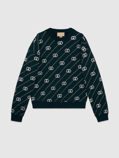 Cotton jersey sweatshirt with crystals