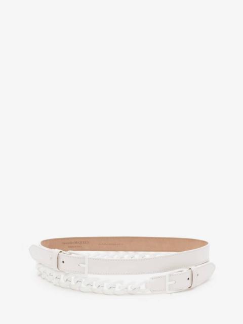 Alexander McQueen Double Belt With Chain in Optic White