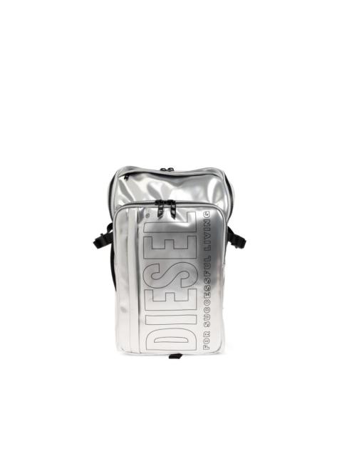 Diesel logo-print metallic-effect backpack