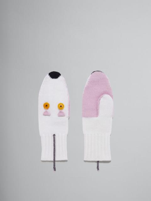 Marni WHITE MOUSE PUPPET MITTENS