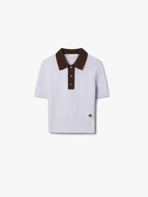 TORY BURCH Cotton Pointelle Polo