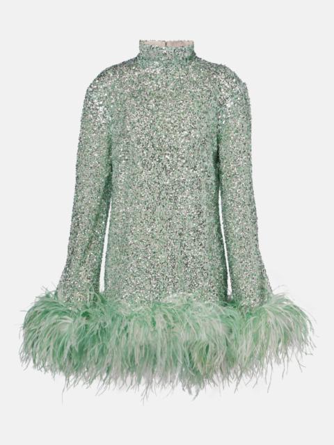Taller Marmo Gina sequined feather-trimmed minidress