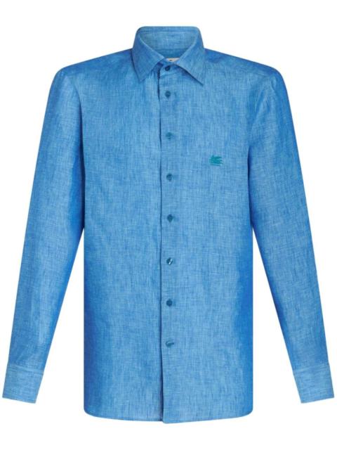 Pegaso-embroidered mélange-effect shirt