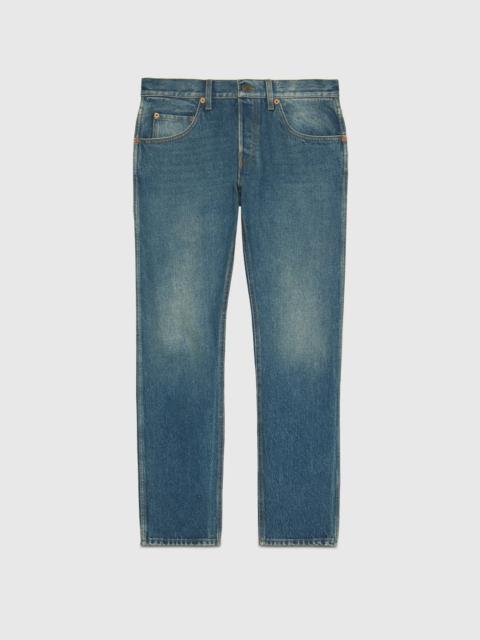 Tapered washed jeans