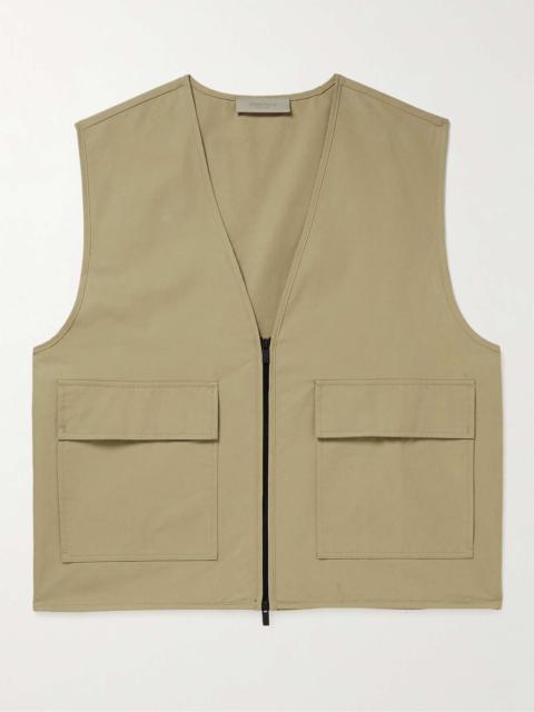 ESSENTIALS Logo-Appliquéd Cotton-Blend Twill Gilet