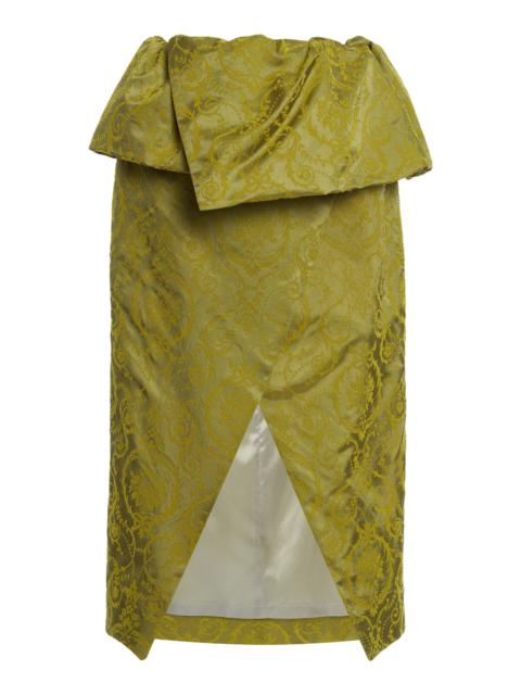 Santi Wrap Flocked Midi Skirt yellow