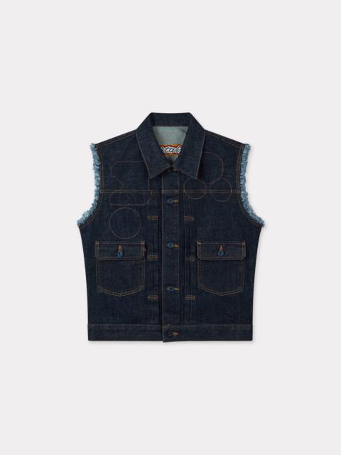 KENZO 'KENZO Badges' cut off trucker in japanese denim