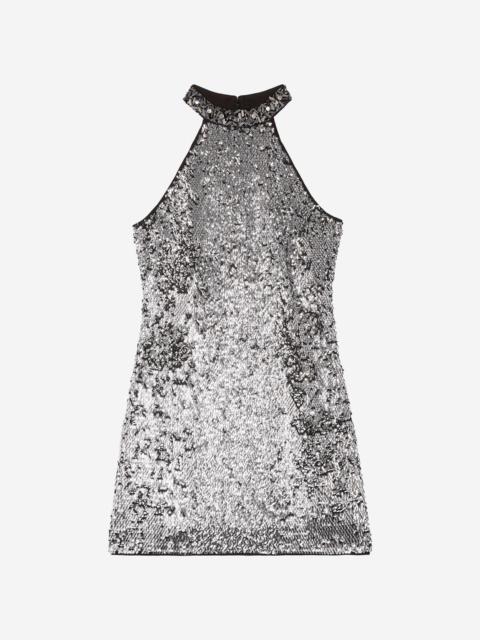The Kooples SHORT DRESS IN SILVER SEQUINS
