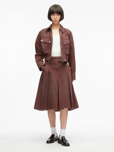 3.1 Phillip Lim Pleated Denim Midi Skirt