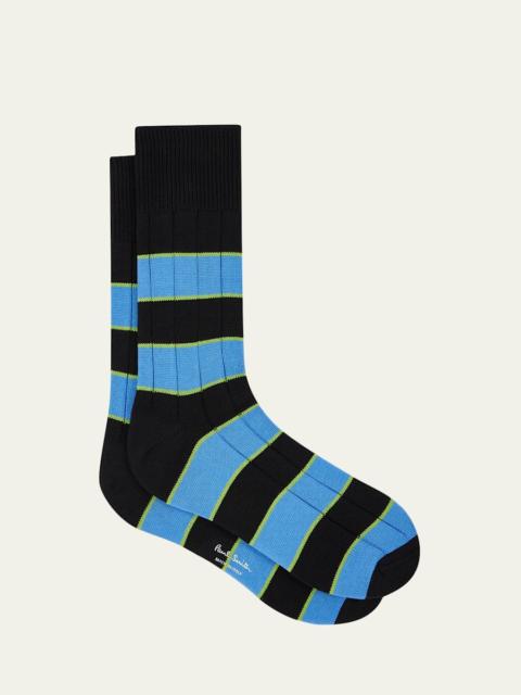 Paul Smith Men's Kennedy Contrast-Stripe Crew Socks