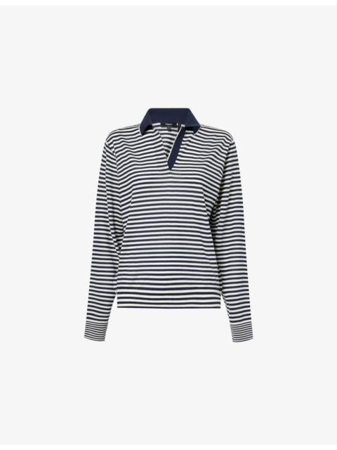 Theory Striped Polo-Collar Wool Jumper