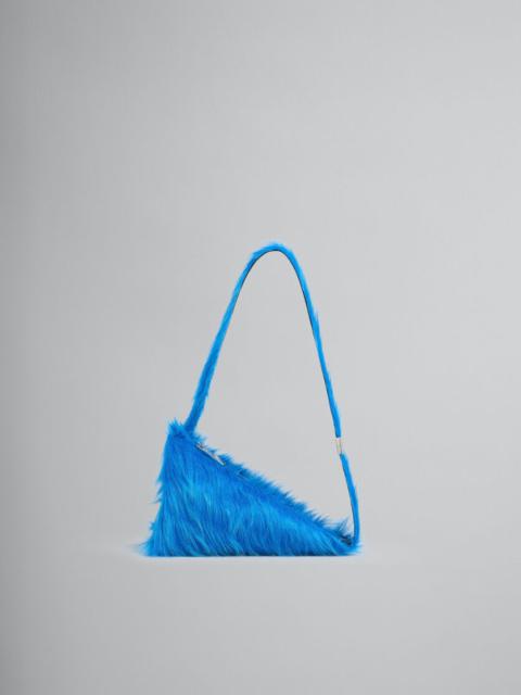 BLUE LONG-HAIR CALFSKIN PRISMA TRIANGLE CROSSBODY BAG