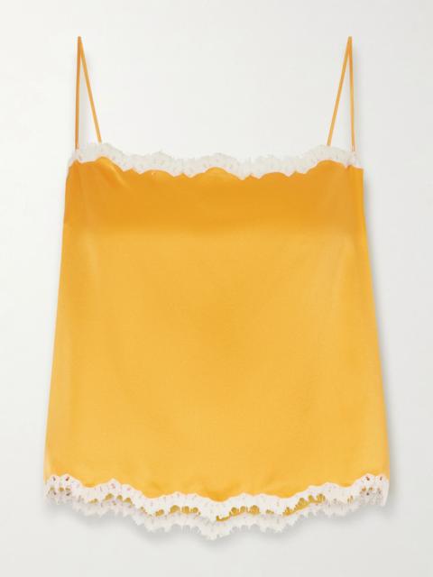 DÔEN Loure lace-trimmed silk-satin top Orange