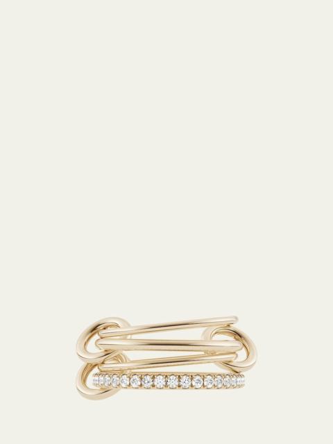 Spinelli Kilcollin 18K Yellow Gold Pisces 4-Link Pave White Diamond Ring