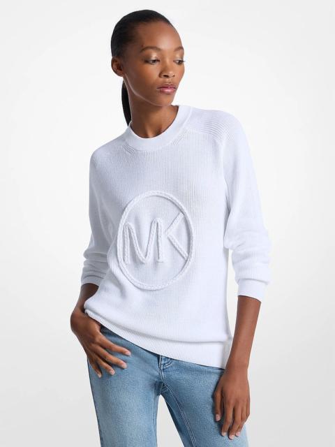 MICHAEL KORS Braided Logo Cotton Blend Sweater