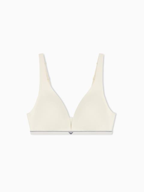 EMPORIO ARMANI PADDED WIRELESS COTTON JERSEY BRALETTE WITH A LOGO BAND