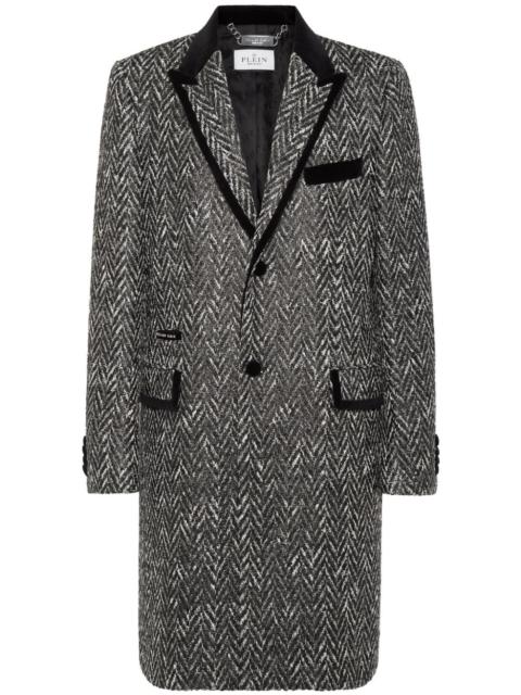 PHILIPP PLEIN chevron-print single-breasted coat