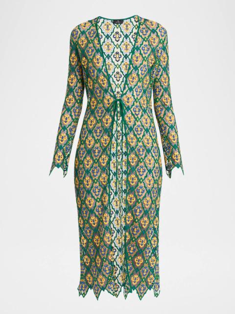 Etro Lace Knit Midi Cardigan Dress