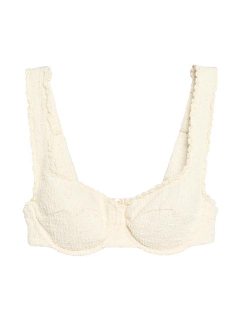 SIMKHAI Women's Klara Tweed Balconette Bikini Top - White